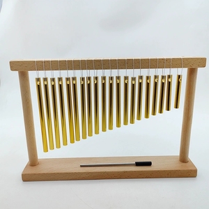 Wholesale 20 Tone <b>Graduated</b> Gold Metal Wind Chime With Wooden <b>Frame</b> Orff Percussion Instrument For Kids Recognition Education - Product Image 2