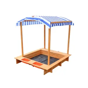 Kids Wooden Sandbox Outdoor Wood Sandpit Kid Sandbox With Canopy