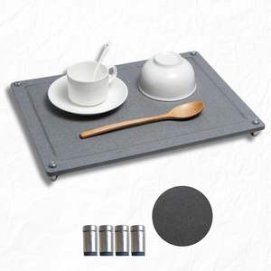 Tapis de séchage à la terre de diatomées Tapis en pierre super absorbant avec pieds antidérapants en acier inoxydable pour bouteilles de vaisselle et plus encore - Product Image 1
