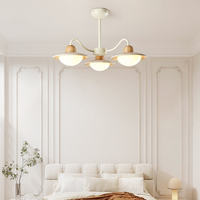 Lustre de chambre en fer jaune style rétro, avec éclairage LED tricolore, facile à installer, semi-suspendu, couleur crème