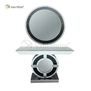 Fabriek Levering Moderne Zwarte Verpletterd Diamanten Zilveren Consle Tafel Met Spiegel