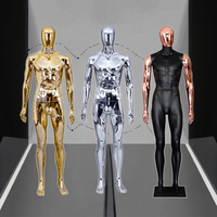 Mannequin masculin en chrome doré, nouveau modèle, corps entier, avec base en plastique pour l'affichage en boutique
