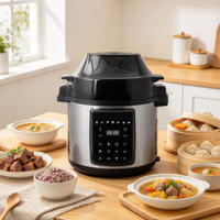Cuisinière multifonction 2-en-1 6L avec couvercle friteuse à air, puissance double 1500W/1000W