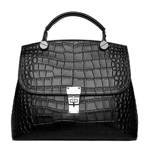 Sac à bandoulière pour femme en cuir, style européen et américain, sac à main en cuir de vachette de première qualité, motif crocodile, avec une touche de cheveux - Product Image 2