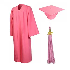 Adult children's classic school uniforms pink cap with tassels and gown school uniform graduation gowns for school uniform