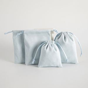 Wholesales Luxury Custom <b>Drawstring</b> Bag Small Velvet String Gift Bag with Logo Print Jewelry Dustproof Storage Bag - Product Image 1