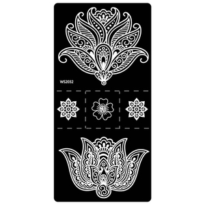 Venta al por mayor arte corporal Henna serigrafía tatuaje plantilla para tatuaje temporal azul Mehndi indio plantilla pegatina - Product Image 6
