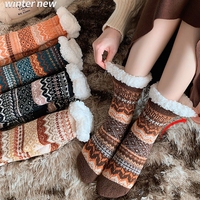 Super chaud-9 degrés temps froid femmes plancher intérieur chambre confortable Sherpa polaire doublé pantoufles chaussettes
