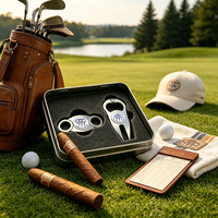 Ensemble d'accessoires de coupe-cigares en V personnalisé pour coupe-cigares de bureau et cendrier briquet, avec marqueur de balle de golf à logo personnalisé, pour la vente en gros