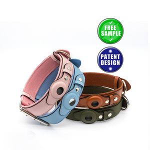 Kulit Pu Airtag kerah anjing mewah persediaan hewan peliharaan kustom kulit imitasi kerah anjing - Product Image 2
