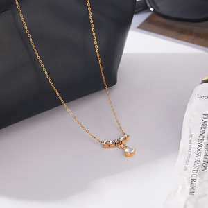 Women's Ins Style Geometric Zircon Stainless Steel Clavicle Necklace Light Luxury Trendy Daily Party Fashion Jewelry - Product Image 1