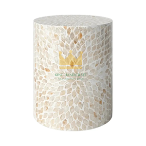 โต๊ะข้างมุกทำด้วยมือหรูหราพร้อมดีไซน์ฝังที่ซับซ้อนสำหรับตกแต่งห้องนอนห้องนั่งเล่น - Product Image 1