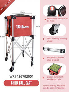 Carrito de <span class=keywords><strong>Tenis</strong></span> Plegable Ligero y Portátil para Entrenamiento de Entrenadores, Modelo WR8436702001, con Cesta para <span class=keywords><strong>Pelotas</strong></span> de Kimchi - Product Image 2