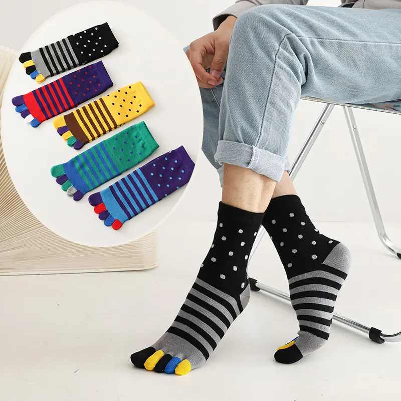 Cotton colorful Classic men's five fingers 5 toe sock five-toe socks five finger toes socks