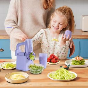 Multifunctional Electric Rotary Cheese Grater Salad Maker Machine Handle Plastic <b>Vegetable</b> Slicer <b>Shredder</b> Potato Chopper - Product Image 2