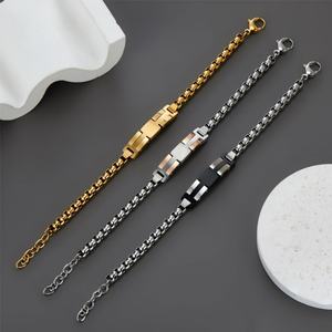 Custom 316l Stainless Steel <b>Men</b> Bracelet Engrave 14k 18k Gold Plated Fashion Chain Link Bracelets <b>for</b> <b>Men</b> - Product Image 3