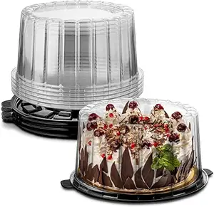 Pet пластиковый контейнер для торта с прозрачная крышка для торта для оптимального продукта 7 дюймов, два слоя, круглая форма для выпечки