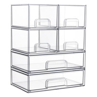 Organisateur de tiroir empilable en acrylique transparent pour cosmétiques, maquillage, soins de la peau, vanité, salle de bain, organisation de bureau