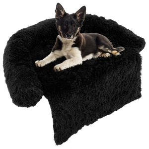 Plush Winter <b>Dog</b> <b>Couch</b> <b>Bed</b> With Anti-Slip Bottom And Removable Cover For Small Pets And Cats, Black Animal Pattern, Indoor Use, - Product Image 1