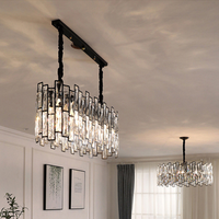 Nouveau Lustre Moderne de Luxe à Niveaux en Cristal 2026, Cadre Noir, Suspension LED Taille Moyenne pour Salon, Chambre et Salle à Manger