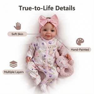 Muñecas Bebé <span class=keywords><strong>Reborn</strong></span> de Silicona con Cuerpo de Tela Suave de 18 Pulgadas Yeezwood, Muñeca <span class=keywords><strong>Reborn</strong></span> de Silicona Realista Sonriente para Niñas - Product Image 3