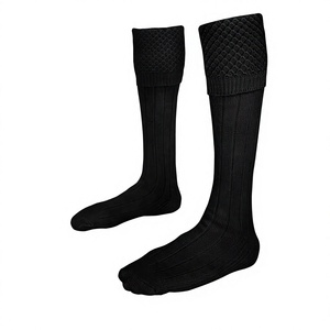 Black Crew <b>Sports</b> <b>Socks</b> Cotton Blend Ribbed Athletic Tube <b>Socks</b> <b>for</b> <b>Men</b> - Product Image 2