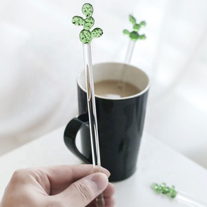 재사용 가능한 크리 에이 티브 음료 Swizzle 스틱 선인장 손으로 불어 유리 칵테일 Stirrers - Product Image 4