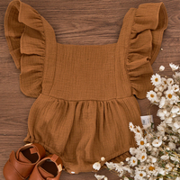 100% coton sans manches infantile combinaison douce et confortable couleur unie bébé barboteuse fille