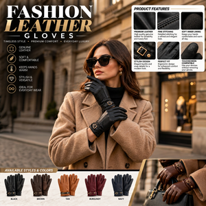 Guantes de Moda Ecológicos de Piel de Oveja con Pantalla Táctil para Uso Diario al Aire Libre y Fiestas - Product Image 3