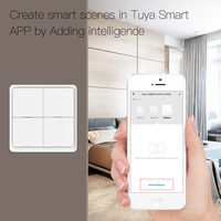 Interrupteur de Scène Sans Fil LangYeao Tuya Zigbee 1/2/3/4 Gang, Batterie CR2430 Autonomie 730 Jours, Compatible Alexa Google Home, 3 Modes de Déclenchement