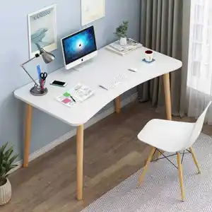 ホワイトMDFウッドトップブナ脚オフィステーブル