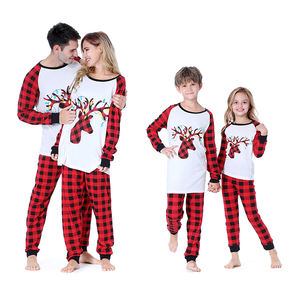 Новая стильная 100% хлопковая дышащая одежда с длинным рукавом для родителя и ребенка домашняя одежда милые классические клетчатые брюки Семейные рождественские пижамы - Product Image 6