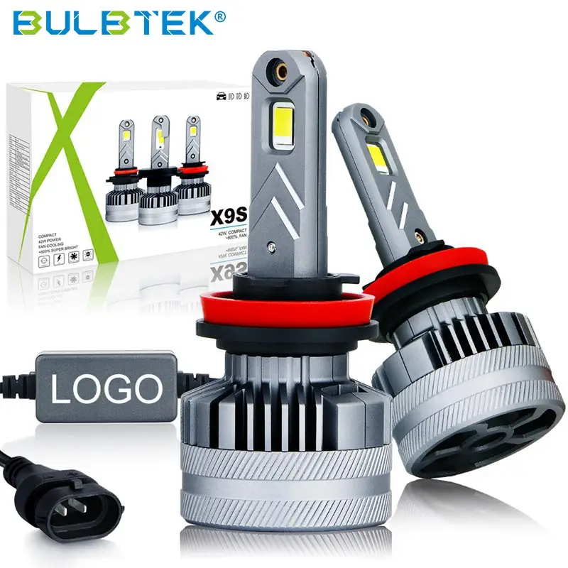 BULBTEK X9S Acesorios Para Auto LED Auto LKW Lampe Bus Scheinwerfer Les H11 H4 H7 9005 9006 9012 Auto Front beleuchtung