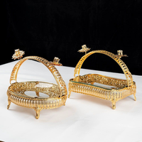 Luxe Arabische stijl verguld metalen glazen dienblad voor snacks, gedroogd fruit, taart, Ramadan decoratie, voedselbewaarbak