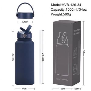 Gourde isotherme grande capacité 1L en acier inoxydable à large ouverture, portable, avec paille et poignée de transport pour le sport et les clubs - Product Image 5