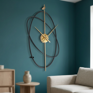 <b>Modern</b> Metal <b>Wall</b> <b>Clock</b> Geometric Design Quartz Analog Silent Living Room Decor Hanging <b>Clock</b> - Product Image 3