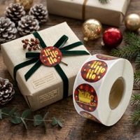 Autocollants de Noël personnalisés holographiques écologiques imperméables 500 pièces avec adhésif puissant, étiquettes de Père Noël pour enfants