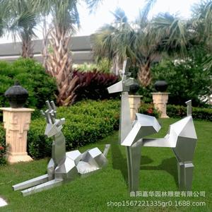 Escultura de Ciervo Facetada de Acero Inoxidable, Decoración de Jardín para Exteriores, Resistente a la Intemperie, Acabado Pulido, Montaje en Suelo - Product Image 5