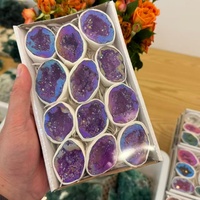 Coffret de Pierres Naturelles Brutes – Kit de Cristaux de Guérison – Agate Aura, Célestine – Collection Polie Colorée – Coffret Cadeau de Luxe – Décoration de Méditation