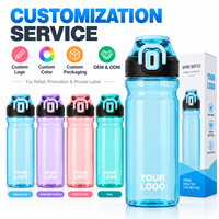 Bouteille d'eau de sport en Tritan avec logo personnalisé, 600 ml, 750 ml, couvercle à fermeture hermétique, sans BPA, transparente, bouteille de sport