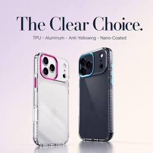 เคสโทรศัพท์ใส TPU พร้อมกรอบเลนส์โลหะและปุ่มโลหะสำหรับ <span class=keywords><strong>iPhone</strong></span> 17 16 Pro Max ป้องกันเหลือง กันกระแทก - Product Image 4