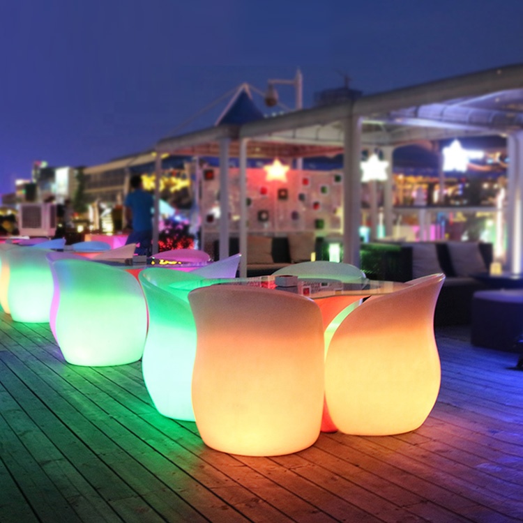 Водонепроницаемая уличная мебель RGB светодиодные садовые пластиковые стулья для мероприятий пластиковые обеденные стулья