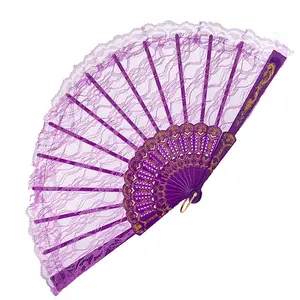 Bsbh ventilador de mão, multicolor para festa de casamento noiva fãs dança