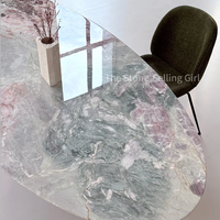 Meubles en marbre de luxe, table à manger en marbre rose Calacatta Viola, style européen pour villas, appartements, hôtels