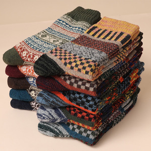 5-10 paires rétro décontracté antibactérien épais équipage chaussettes <span class=keywords><strong>laine</strong></span>/Nylon hommes automne hiver chaud - Product Image 1