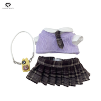 Vêtements pour peluches, Ensemble chemise et jupe décontractés à carreaux pour femme, Style coréen avec accessoires pendentifs, Nouvelle collection printemps