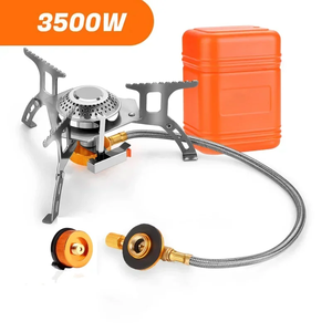 Kompor Gas Lipat Portabel Baja Tahan Karat untuk Berkemah, Peralatan Backpacking Luar Ruangan untuk Memasak, Hiking, Piknik 3500W - Product Image 1