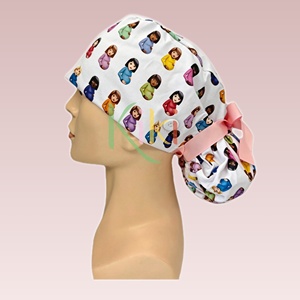 Gorros Quirúrgicos Personalizados con Estampado Digital para Mujeres Embarazadas y en Parto, Gorros de Enfermera de Algodón Lavables con Cola de Caballo y Forro de Satén - Product Image 2