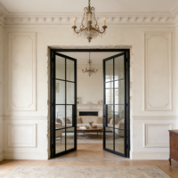 Porte intérieure en verre à double panneau, design populaire, service OEM, porte battante intérieure en verre Low-E, best-seller
