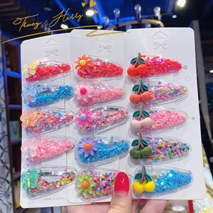 Tracy & Herry 2022 Spring and Summer New Hair Accessories Colorful Quicksand Sequins Transparent PVC BB Clips Cute Hair Clip